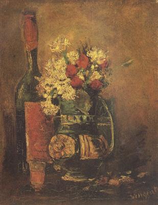  Vase with Carnation and Roses and a Bottle (nn04)